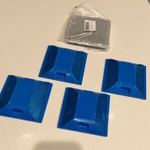 Blue Reflective Road Studs and Adhesive - Set of 4